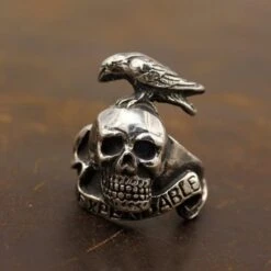Stainless Steel Crow Skull Ring - Gothic Biker Jewelry(Stainless Steel Crow Skull Ring) -Crewskull crow skull ring 471