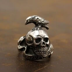 Stainless Steel Crow Skull Ring - Gothic Biker Jewelry(Stainless Steel Crow Skull Ring) -Crewskull crow skull ring 680