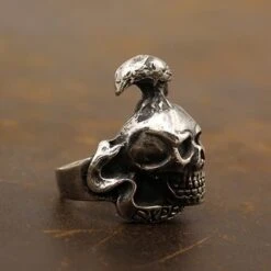 Stainless Steel Crow Skull Ring - Gothic Biker Jewelry(Stainless Steel Crow Skull Ring) -Crewskull crow skull ring 975