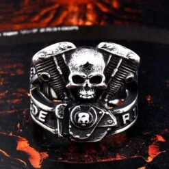 Death Motor Biker Ring(Death Motor) -Crewskull death motor biker ring 989