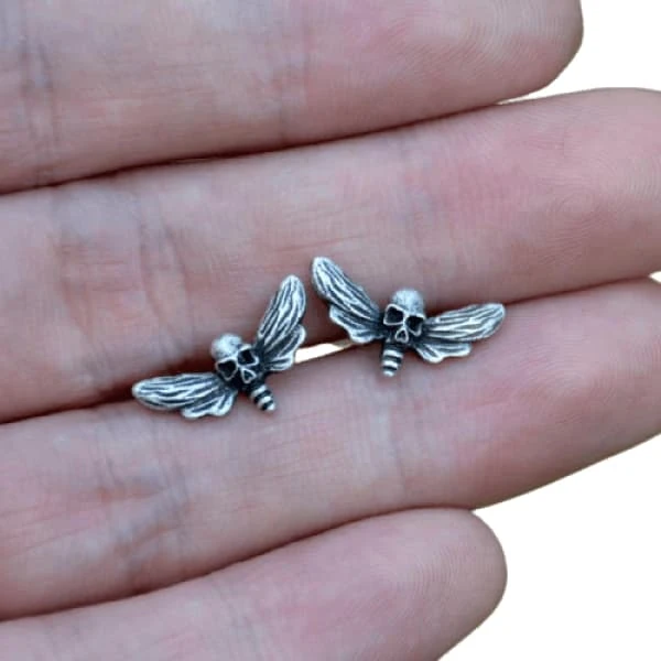 Moth Skull Earrings - Unisex(Moth Skull Earrings Unisex) 4 Moth Skull Earrings - Unisex(Moth Skull Earrings Unisex) - Image 2