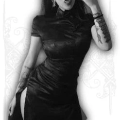 Gothic Black Mandarin Dress(Gothic Black Mandarin Dress)