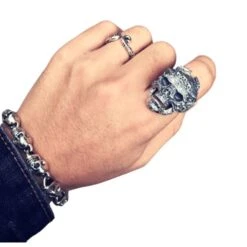 Gothic Silver Skull Head Ring(Gothic Silver Skull Head Ring) -Crewskull gothic silver skull ring 901