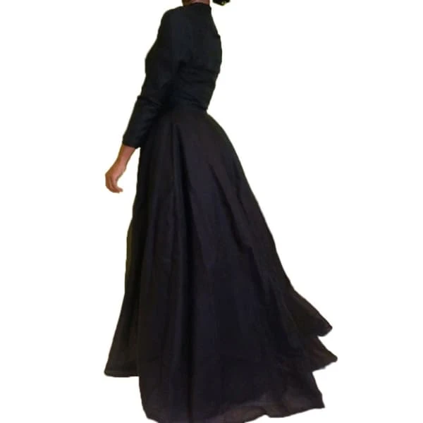 Gothic Victorian Dress - Elegant Floor-Length Satin Gown(Gothic Victorian Dress) 5 Gothic Victorian Dress - Elegant Floor-Length Satin Gown(Gothic Victorian Dress) - Image 3