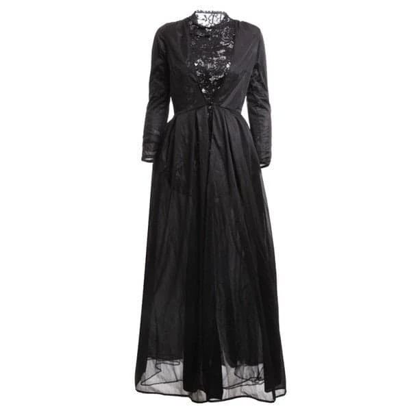 Gothic Victorian Dress - Elegant Floor-Length Satin Gown(Gothic Victorian Dress) 6 Gothic Victorian Dress - Elegant Floor-Length Satin Gown(Gothic Victorian Dress) - Image 4