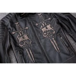 Heavy Skull Leather Jacket(Heavy Skull Leather Jacket) -Crewskull heavy skull leather jacket