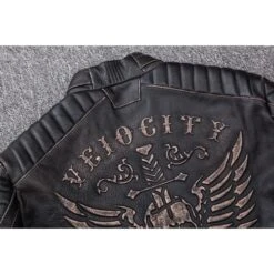 Heavy Skull Leather Jacket(Heavy Skull Leather Jacket) -Crewskull heavy skull leather jacket 448