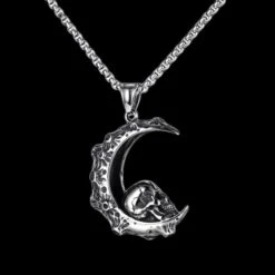 Moon Skull Necklace(Moon Skull Necklace) -Crewskull moon skull necklace 556