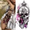Pink Flower Skull Temporary Tattoo(Pink Flower Skull Temporary Tattoo) -Crewskull pink flower skull temporary tattoo 917