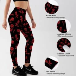 Red Skull Leggings(Plus Size Skull Leggings) -Crewskull plus size skull leggings 762