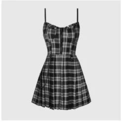 Red Gothic Dress(Gothic Plaid Dress) -Crewskull red gothic dress 252