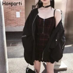 Red Gothic Dress(Gothic Plaid Dress) -Crewskull red gothic dress 543