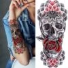 Red Rose Skull Temporary Tattoo(Red Rose Skull Temporary Tattoo) -Crewskull red rose skull temporary tattoo 339