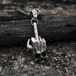 Skull Hand Necklace "Middle Finger"(Skull Hand Necklace Middle Finger) -Crewskull skull hand necklace middle finger 948