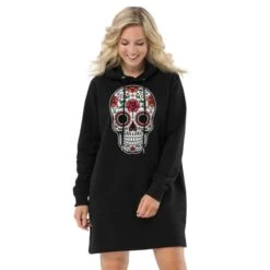 Skull Hoodie Dress(Dark Sugar Skull Hoodie Dress) -Crewskull skull hoodie dress 765