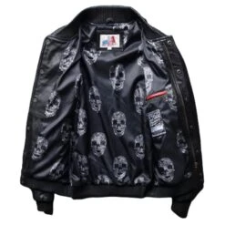 Skull Leather Bomber Jacket(Skull Leather Bomber Jacket) -Crewskull skull leather bomber jacket 300
