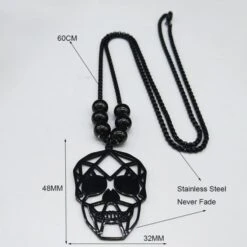 Skull Necklace With Black Pearl(Skull Necklace With Black Pearl) -Crewskull skull necklace with black pearl 282