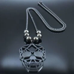 Skull Necklace With Black Pearl(Skull Necklace With Black Pearl) -Crewskull skull necklace with black pearl 995