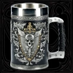 Skull Tankard - 600ml, Stainless Steel, Red/Black(Skull Tankard)