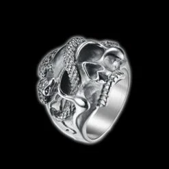 Snaky Skull Pinky Ring(Snaky Skull Pinky Ring) -Crewskull snaky skull pinky ring 596