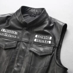 Sons Of Anarchy Sleeveless Jacket(Sons Of Anarchy Sleeveless Leather Jacket) -Crewskull sons of anarchy sleeveless jacket 997