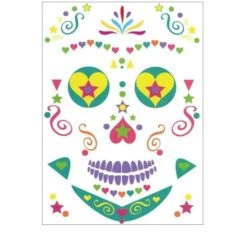 Sugar Skull Full Face Temporary Tattoo(Sugar Skull Full Face Temporary Tattoo) -Crewskull sugar skull full face temporary tattoo 139
