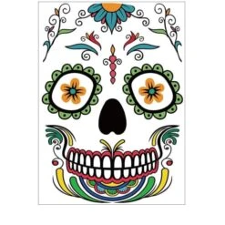 Sugar Skull Full Face Temporary Tattoo(Sugar Skull Full Face Temporary Tattoo) -Crewskull sugar skull full face temporary tattoo 182