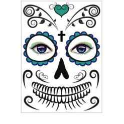 Sugar Skull Full Face Temporary Tattoo(Sugar Skull Full Face Temporary Tattoo) -Crewskull sugar skull full face temporary tattoo 368