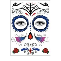 Sugar Skull Full Face Temporary Tattoo(Sugar Skull Full Face Temporary Tattoo) -Crewskull sugar skull full face temporary tattoo 735
