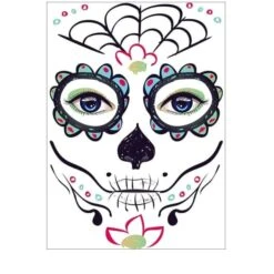 Sugar Skull Full Face Temporary Tattoo(Sugar Skull Full Face Temporary Tattoo) -Crewskull sugar skull full face temporary tattoo 835