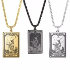 Tarot Card Necklace(Mystical Tarot Card Necklace With Skull Design) -Crewskull tarot card necklace 140