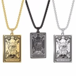 Tarot Card Necklace(Mystical Tarot Card Necklace With Skull Design) -Crewskull tarot card necklace 187