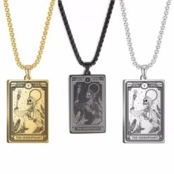 Tarot Card Necklace(Mystical Tarot Card Necklace With Skull Design) -Crewskull tarot card necklace 203