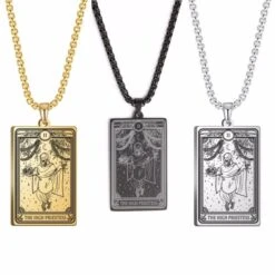 Tarot Card Necklace(Mystical Tarot Card Necklace With Skull Design) -Crewskull tarot card necklace 311