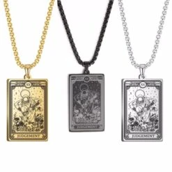 Tarot Card Necklace(Mystical Tarot Card Necklace With Skull Design) -Crewskull tarot card necklace 426
