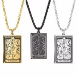 Tarot Card Necklace(Mystical Tarot Card Necklace With Skull Design) -Crewskull tarot card necklace 497