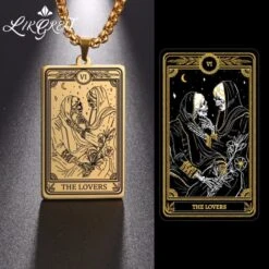 Tarot Card Necklace(Mystical Tarot Card Necklace With Skull Design) -Crewskull tarot card necklace 639