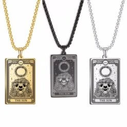 Tarot Card Necklace(Mystical Tarot Card Necklace With Skull Design) -Crewskull tarot card necklace 664
