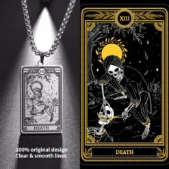Tarot Card Necklace(Mystical Tarot Card Necklace With Skull Design)