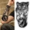 Tiger & Skull Temporary Tattoo(Tiger Skull Temporary Tattoo) -Crewskull tiger skull temporary tattoo 663