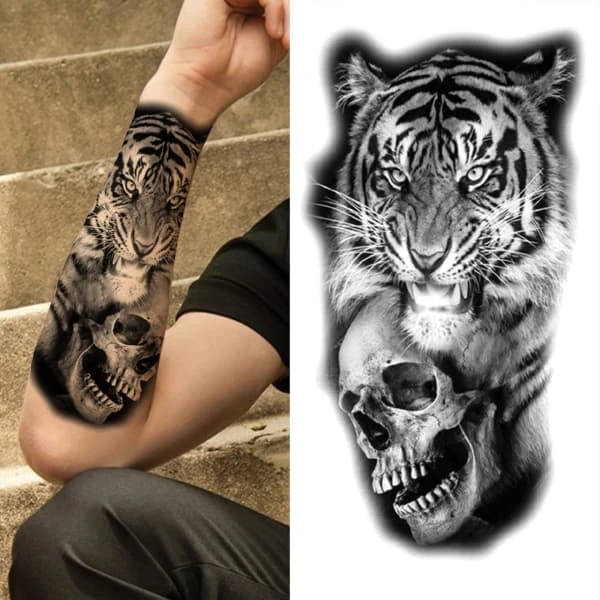 Tiger & Skull Temporary Tattoo(Tiger Skull Temporary Tattoo) 3 Tiger & Skull Temporary Tattoo(Tiger Skull Temporary Tattoo)