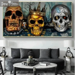 Monarchy Canvas Poster - Skull Print, Unframed, Waterproof(Monarchy Skull Poster)